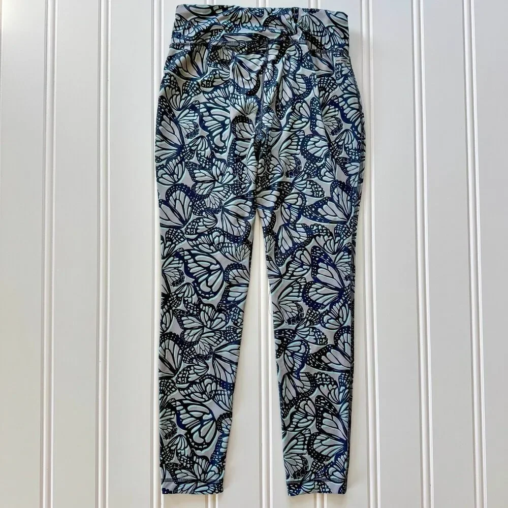 Danskin Butterfly Print Athletic Workout Fitted Leggings with adjustable waist - Picture 2 of 6